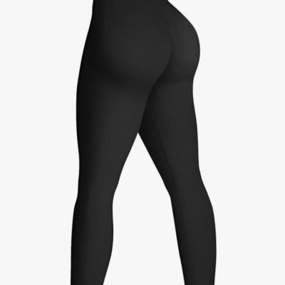 NIP, Black, Scrunch Butt Lifting, Ribbed, Tummy Control Leggings-Women's Size S